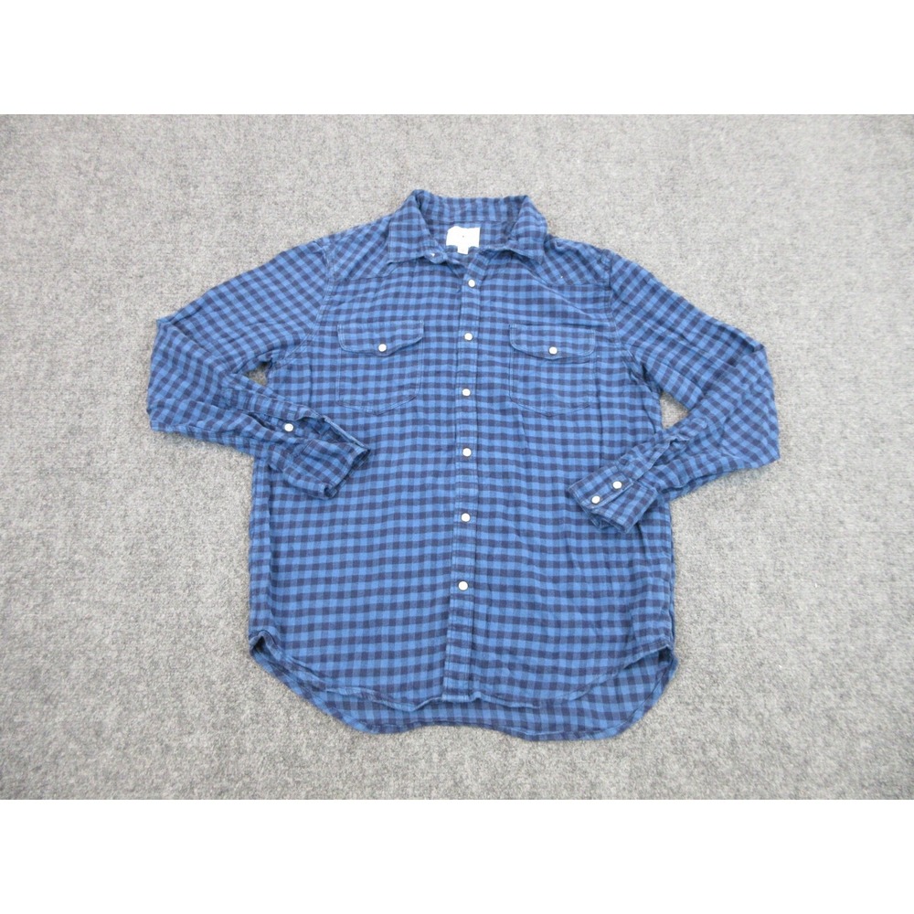 Lucky‎ Brand Shirt Mens M Blue Check Flannel Long Sleeve Stretch Snap Front